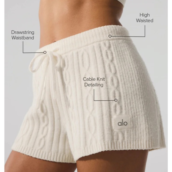 ALO Yoga Pants - ALO Yoga Women's High Waist Cream Knit Shorts